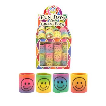 MINI SPRĘŻYNKI SMILEY TĘCZOWE Ø3.5 CM W DISPLAYU (60 szt.)
