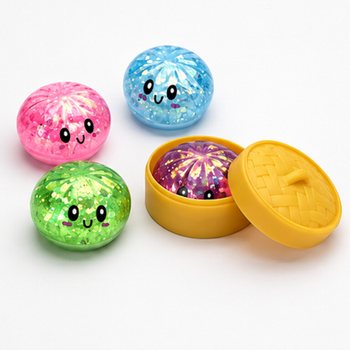 RAGE - Squishy Gniotek GLITTER Dumplings MAŁY (Wym. 5.5 x 5.5 x 3 cm) - Viralowy Fidget Toy 2026 (24 szt.)