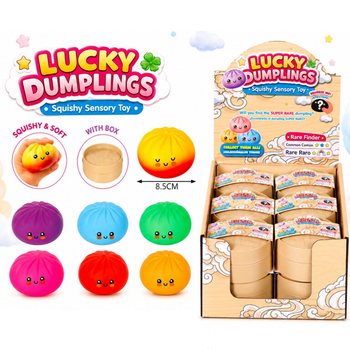 RAGE - LUCKY DUMPLINGS - Gniotek Squishy Bun Dumpling DUŻY Wym. 8.5 x 8.5 x 4.8 cm - W DISPLAYU (12 szt.)
