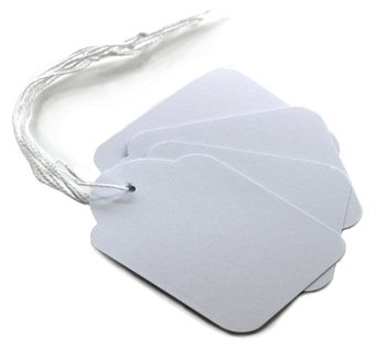 Białe Etykiety Jubilerskie na Gumce - 1,5x2,4 cm (100 szt.)