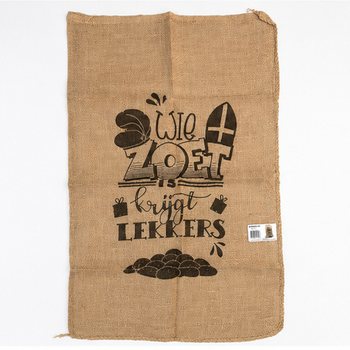 DUŻY JUTOWY WÓR SINTERKLAAS - Z NAPISEM TRADYCYJNYM - Ok. 60 x 100 cm (1 szt.)