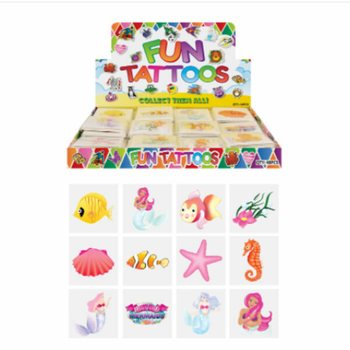 FUN TATTOO - MODEL: SYRENKA / MERMAID, Każda paczka 12x Tatuaży W DISPLAYU (48 szt.)