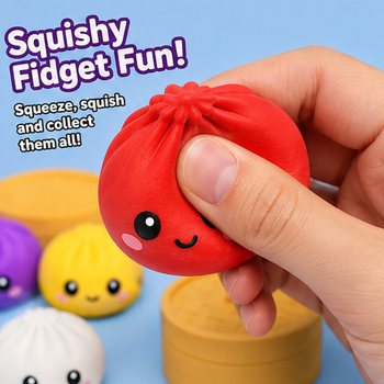 RAGE - Squishy SUGAR EDITION Bun Dumplings DUŻY (8.5 x 8.5 x 4.8 cm) - Viral 2026 Fidget Toy (12 szt.)
