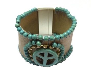 Bransoletka w Stylu Ibiza Taupe/Turkus Peace (1 szt.)