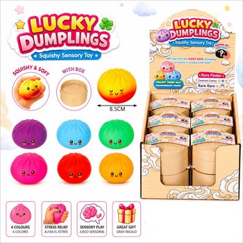 RAGE - LUCKY DUMPLINGS - Gniotek Squishy Bun Dumpling DUŻY Wym. 8.5 x 8.5 x 4.8 cm - W DISPLAYU (12 szt.)