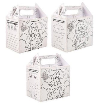 Pudełka na Zestaw Menu Księżniczki do Kolorowania - 14 x 9.5 x 18 cm (24 szt.)