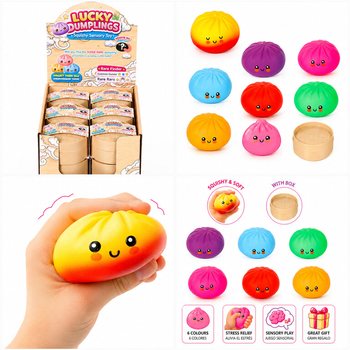 RAGE - LUCKY DUMPLINGS - Gniotek Squishy Bun Dumpling DUŻY Wym. 8.5 x 8.5 x 4.8 cm - W DISPLAYU (12 szt.)