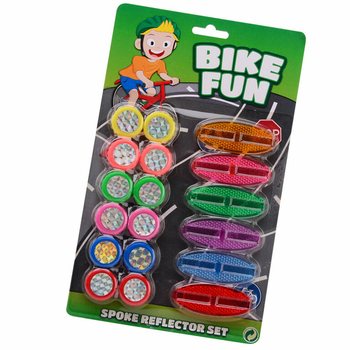 BIKE FUN - 18-częściowy Zestaw Odblask&oacute;w na Szprychy Rowerowe na Karcie (1 szt.)