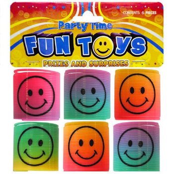 6 SZTUK MINI SPRĘŻYNKI SMILEY Ø3.5 CM W TOREBCE (6 TOREBEK)