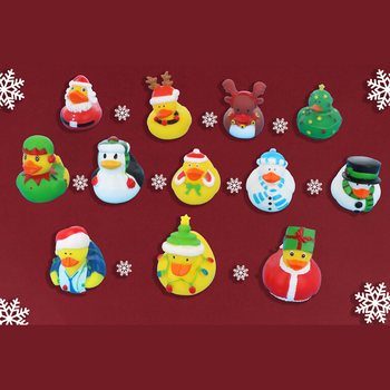 Mix Świąteczne Kaczuszki do Kąpieli 6cm (12 sztuk) - Prezenty Festiwalowe