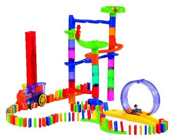 PLAYGO - Luksusowy Zestaw Domino z Pociągiem - 500 Element&oacute;w