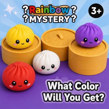 RAGE - Squishy SUGAR EDITION Bun Dumplings DUŻY (8.5 x 8.5 x 4.8 cm) - Viral 2026 Fidget Toy (12 szt.)