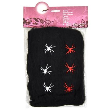 Czarna Pajęczyna Halloween 100g z 6 Pająkami (6 szt.)