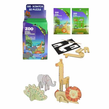 Puzzle Zdrapka 3D Zwierzęta z Zoo (Display 18 sztuk)