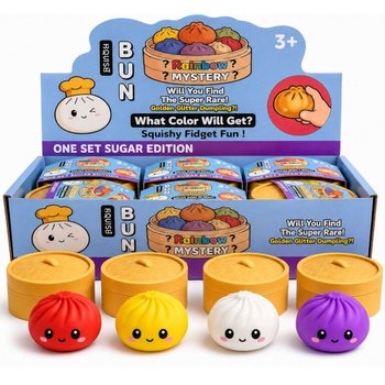 RAGE - Squishy SUGAR EDITION Bun Dumplings DUŻY (8.5 x 8.5 x 4.8 cm) - Viral 2026 Fidget Toy (12 szt.)