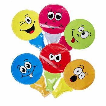 SAMOPOMPUJĄCE BALONY SMILEY Z UCHWYTEM (48 szt.)