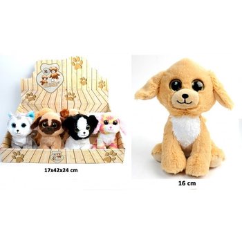 Luksusowe Pluszowe Psy, 16 cm, Mix Wzorów w Ekspozytorze (12 szt.)