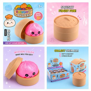 RAGE - Gniotek Squishy SUGAR EDITION Bun Dumplings MAŁY (5.3 x 5.3 x 4.1 cm) Viral 2026 Fidget Toy (24 szt.)