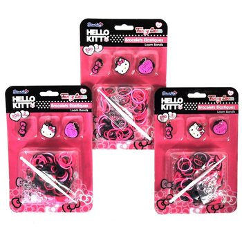 Zestaw gumek do robienia bransoletek z zawieszkami Hello Kitty (12 szt.)