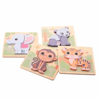 JOUECO - THE WILDIES FAMILY DREWNIANE PUZZLE MIX - Od 12 Miesięcy (12 szt.)