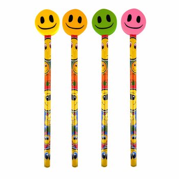 Wesoły Ołówek Smiley z Gumką (24 szt.)