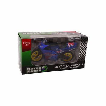 MOTOCYKL SUPER SPORT DIE CAST, SKALA 1:24 W EKSPOZYTORZE (24 szt.)
