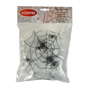 Dekoracyjna Pajęczyna na Halloween z 2 Pająkami (4 szt.)