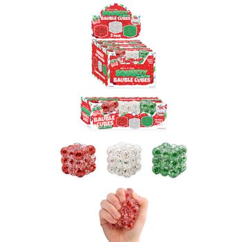 SQUEEZY GLITTER BAUBLE CUBES - Z BROKATEM - ZESTAW 3 KOSTEK - Z WYPEŁNIENIEM SUGAR - W DISPLAYU (6 ZEST.)