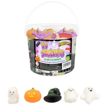 ZESTAW GNIOTK&Oacute;W SQUISHY HALLOWEEN W WIADERKU (25 szt.)
