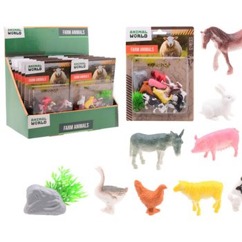 ANIMAL WORLD - Zestaw Zwierzęta Gospodarskie 12 El. - Ekspozytor (12 szt.)