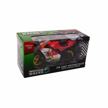 MOTOCYKL SUPER SPORT DIE CAST, SKALA 1:24 W EKSPOZYTORZE (24 szt.)