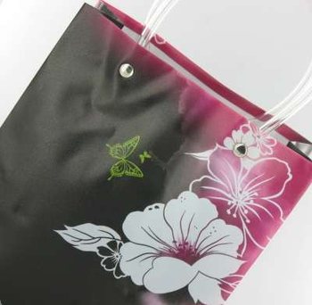 Torba Prezentowa / Reklam&oacute;wka Czarno/R&oacute;żowo/Biały Kwiat Medium (12 szt.)