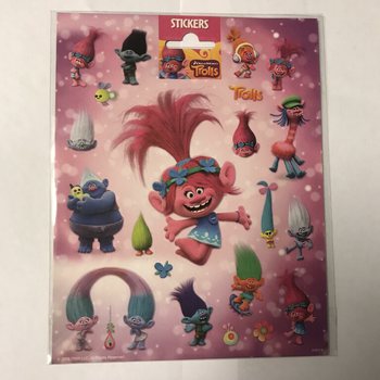 DUŻE ARKUSZE NAKLEJEK TROLLS, 20x16 cm (10 szt.)
