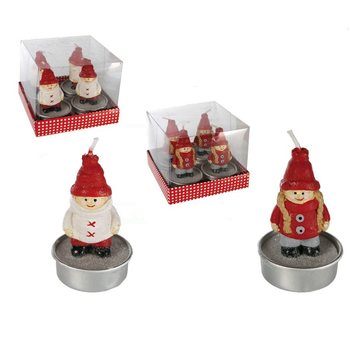 4 ŚWIECZKI TEALIGHT FIGURKI ŚWIĄTECZNE W PUDEŁKU (12 szt.)