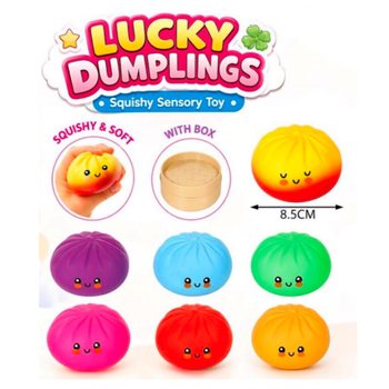 RAGE - LUCKY DUMPLINGS - Gniotek Squishy Bun Dumpling DUŻY Wym. 8.5 x 8.5 x 4.8 cm - W DISPLAYU (12 szt.)