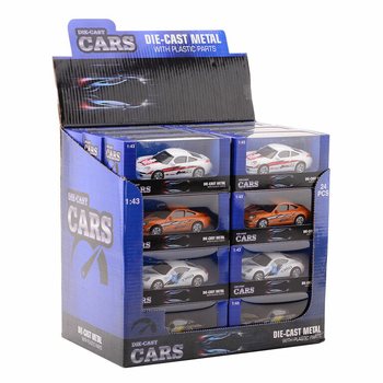 AUTA SUPER SPORT DIE CAST, SKALA 1:43 W EKSPOZYTORZE (24 szt.)