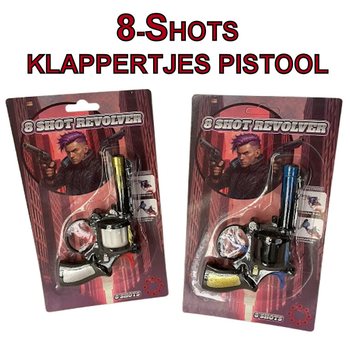 PISTOLET NA KAPISZONY 8 STRZAŁÓW NA KARCIE (24 szt.)