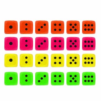 Kostki do gry 2,5 cm w ekspozytorze - Mix kolor&oacute;w (125 sztuk)