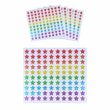 NAKLEJKI FUN - KOLOROWE GWIAZDKI - 100 NAKLEJEK NA ARKUSZU (5 szt.)