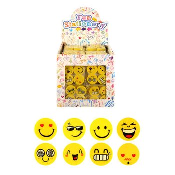 GUMKI DO MAZANIA: 4-CZĘŚCIOWY ZESTAW GUMEK SMILEY W EKSPOZYTORZE (120 szt.)