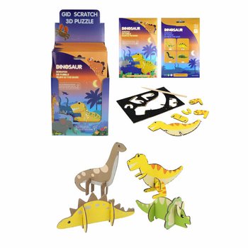 Puzzle SCRATCH 3D Dinozaury - Ekspozytor (18 sztuk)