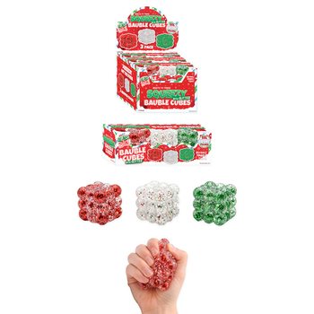 SQUEEZY GLITTER BAUBLE CUBES - Z BROKATEM - ZESTAW 3 KOSTEK - Z WYPEŁNIENIEM SUGAR - W DISPLAYU (6 ZEST.)