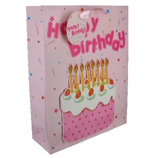 Torebka Prezentowa Happy Birthday R&oacute;żowa (12 szt.)