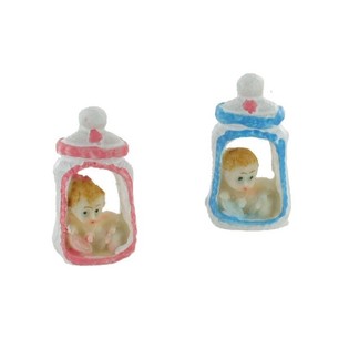 Ozdoba na Chrzest / Narodziny - Bobas w Butelce 5,5 cm (12 szt.)