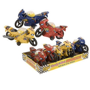Motocykle zabawkowe z cukierkami w dyspleju (6 szt.)