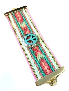 Luksusowa Szeroka Bransoletka Miętowa Ibiza Peace (1 szt.)