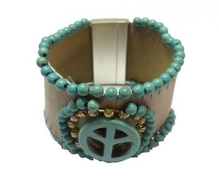 Bransoletka w Stylu Ibiza Taupe/Turkus Peace (1 szt.)