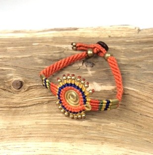 HANDMADE ORIGINALS Bransoletka Pomarańczowo-Brązowa (1 szt.)