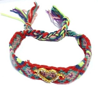 Pleciona Bransoletka Multicolor w Stylu Ibiza z Sercem z Cyrkonii (1 szt.)