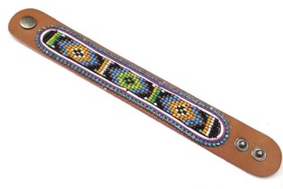 Skórzana Bransoletka Aztec Niebieskie Dżety (1 szt.)